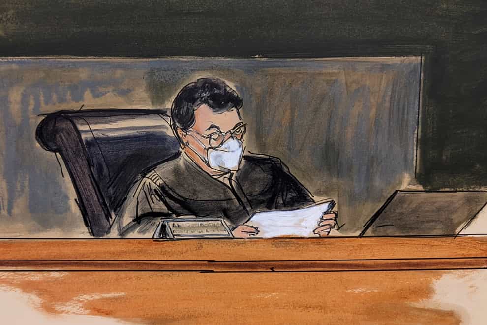 Courtroom sketch of Judge Alison Nathan (Elizabeth Williams via AP)