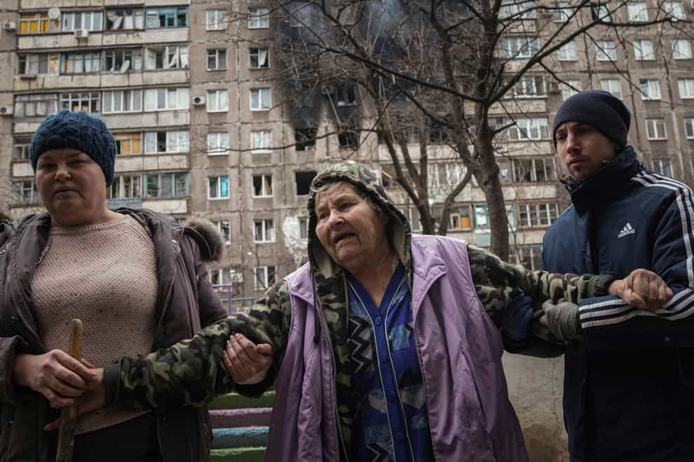 An air alert was declared in and around Kyiv in the early hours of Wednesday morning, where residents in Ukraine’s besieged capital city were urged to get to bomb shelters as quickly as possible (Evgeniy Maloletka/AP)