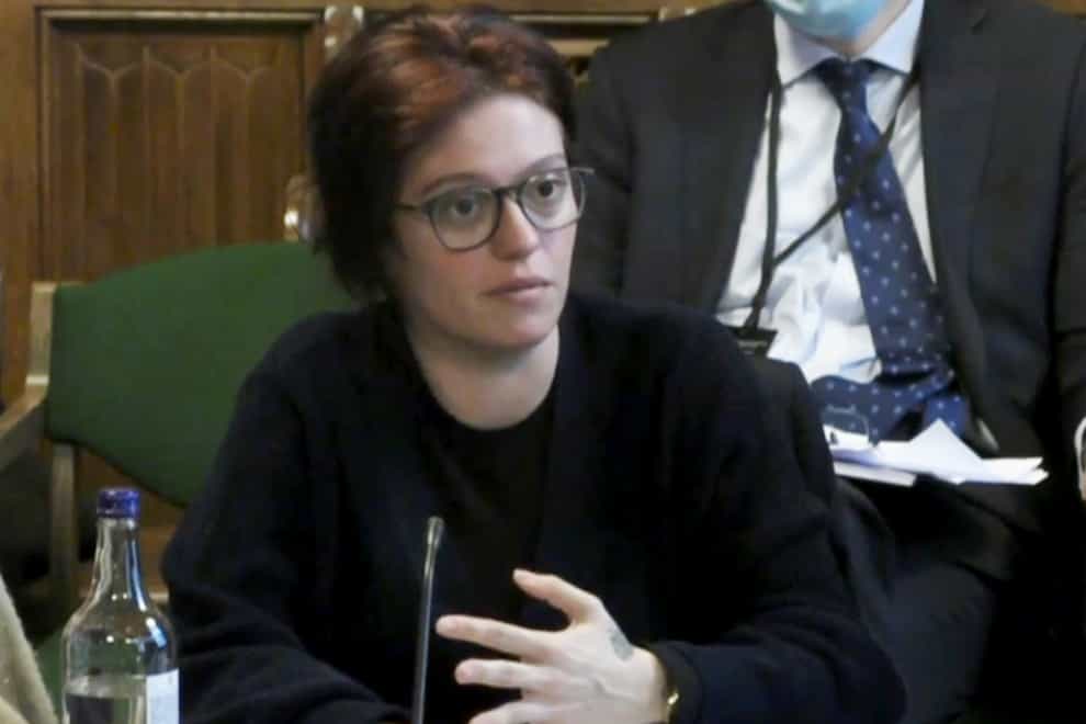 Jack Monroe giving evidence to the Work and Pensions Committee (Parliament TV/PA)