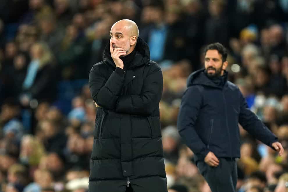 Pep Guardiola was satisfied with Manchester City’s draw against Sporting Lisbon (Mike Egerton/PA)