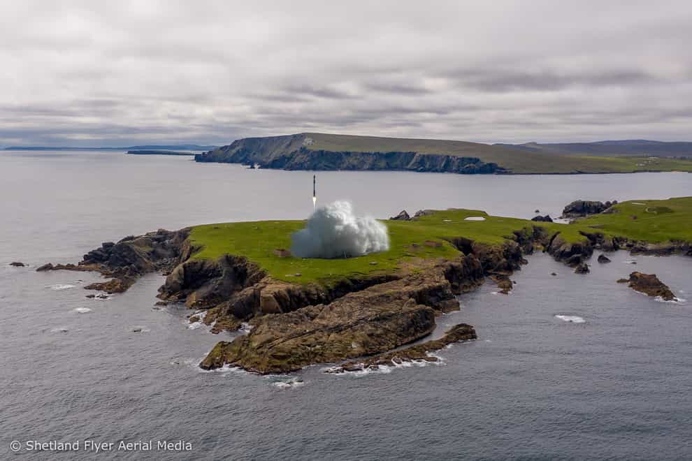 A mock-up image of a rocket lifting off from Shetland (Shetland Flyer Aerial Media/PA)