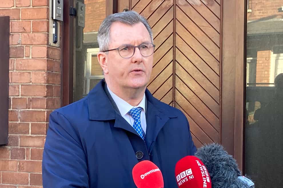DUP leader Sir Jeffrey Donaldson has suggested the Department of Finance may be able to cut rates bills to help households (Rebecca Black/PA)