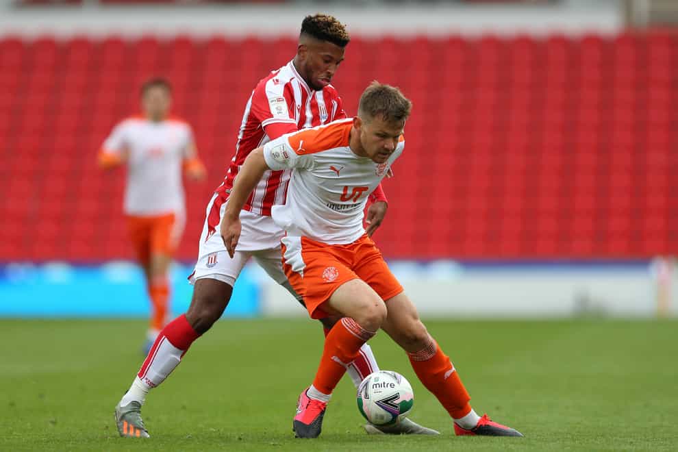 Jordan Thorniley, right, will be assessed by Blackpool (Barrington Coombs/PA)
