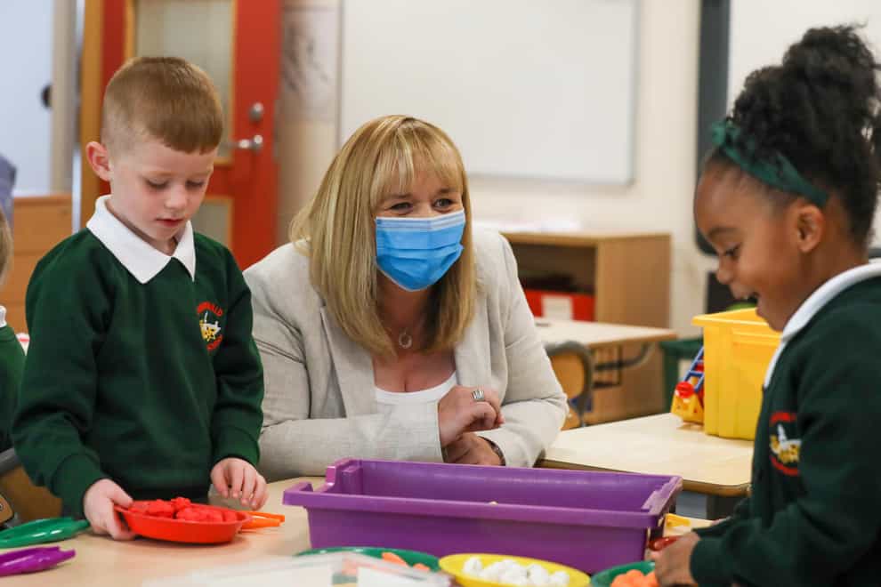 Northern Ireland’s Education Minister Michelle McIlveen during a visit to Dundonald Primary School in Co Down (Matt Mackey/Press Eye/PA)