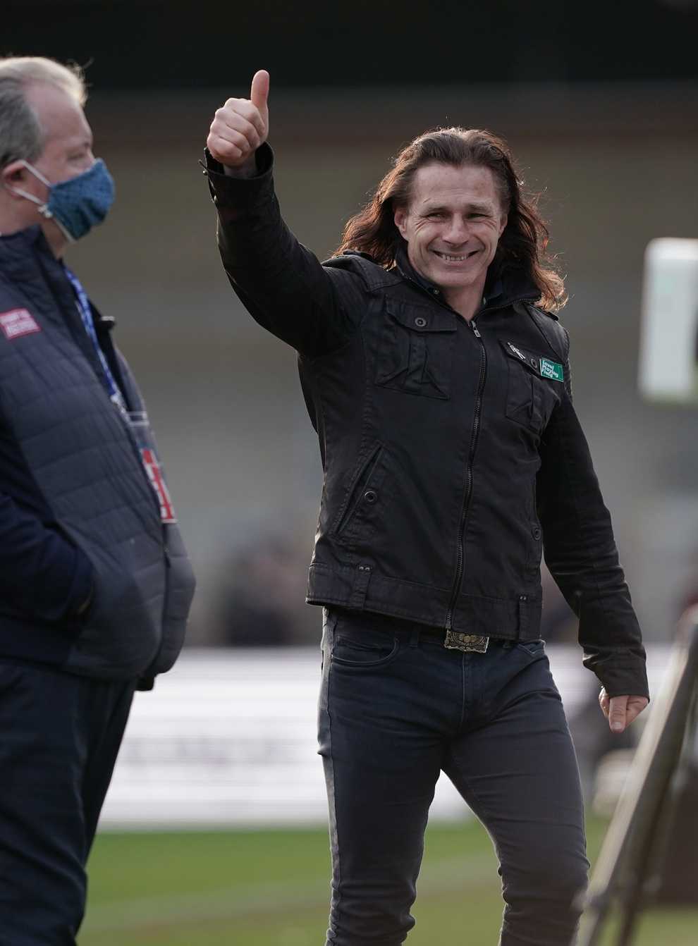 Wycombe Wanderers manager Gareth Ainsworth gives a thumbs up after the draw with Rotherham (PA)