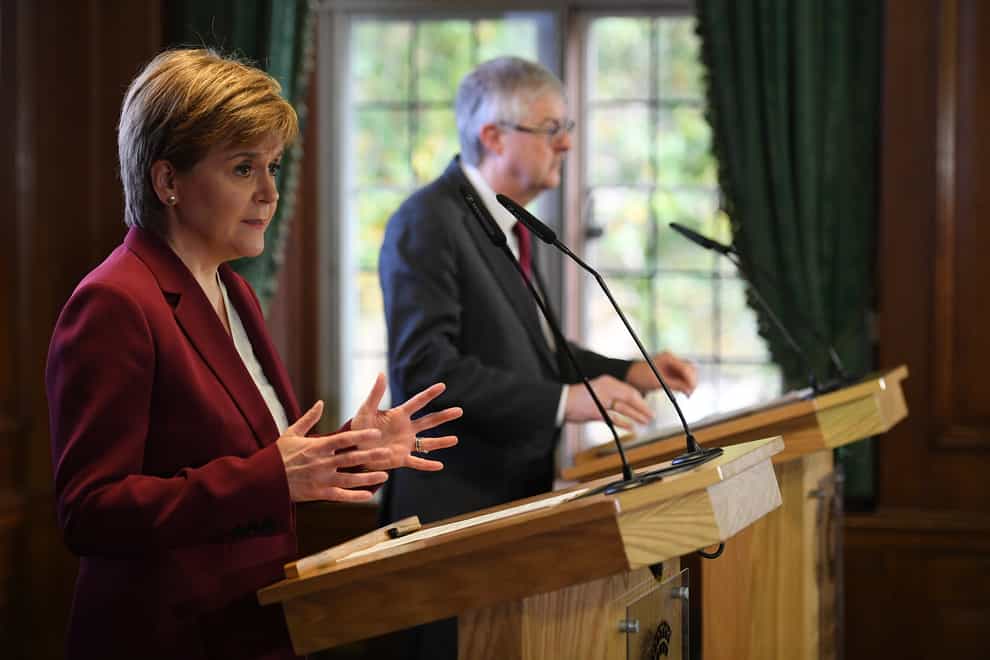 Scottish First Minister Nicola Sturgeon and Welsh First Minister Mark Drakeford (Daniel Leal-Olivas/PA)