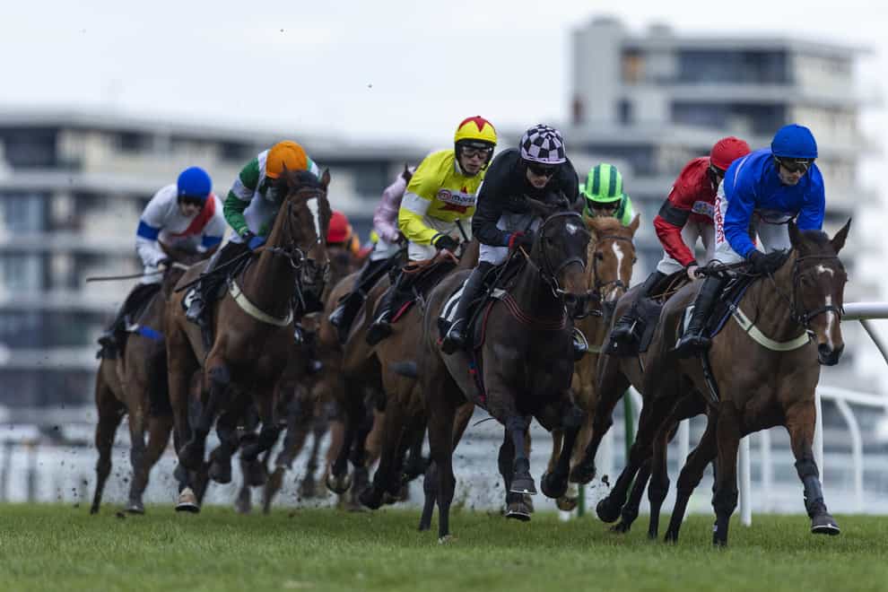 Top Dog ridden by jockey Tom Bellamy (centre) during the Best Odds On The Betfair Exchange during Betfair Super Saturday at Newbury Racecourse. Picture date: Saturday February 12, 2022.