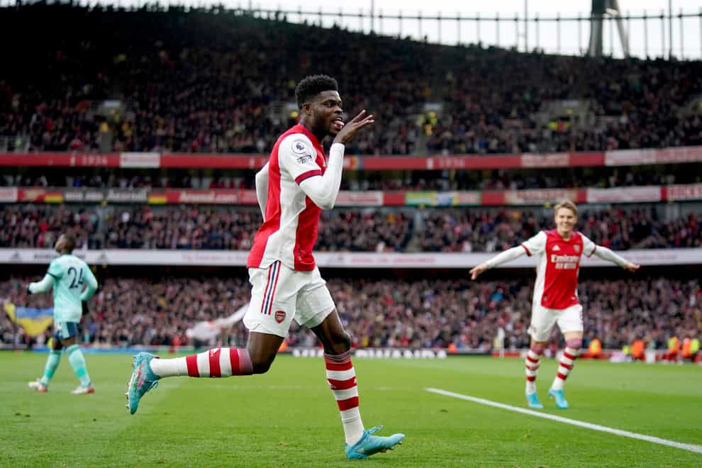 Mikel Arteta believes Thomas Partey has “come a long way” since he signed for the club (Nick Potts/PA)
