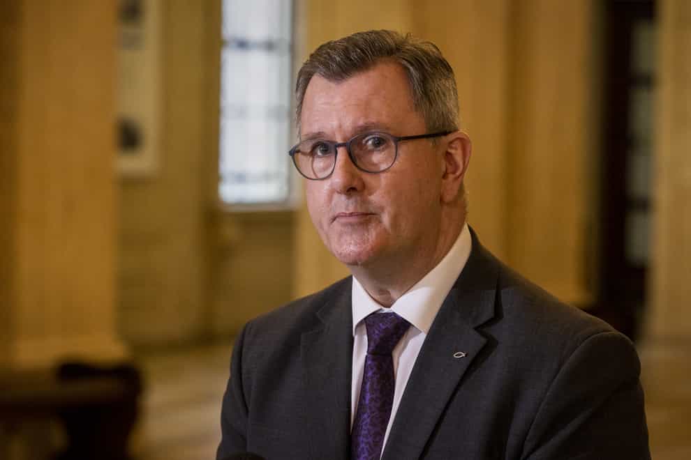 DUP leader Sir Jeffrey Donaldson has written to Executive party leaders asking them to “park” their calls for a First Minister to be nominated in order to focus on attempts to release £300m for relieve the cost of living crisis. (Liam McBurney/PA)