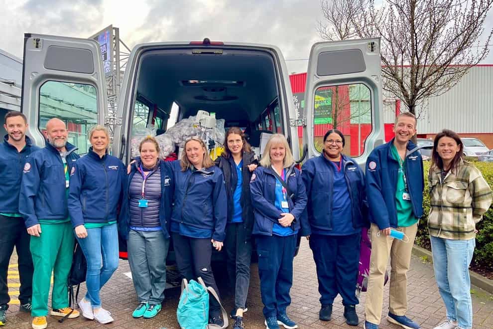 A team of medics from Southampton flew to Poland to bring 21 Ukrainian children to England for cancer treatment (UHS/PA)