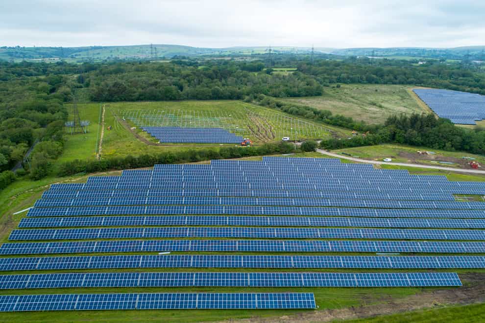 The solar farm has been installed at Brynwhillach Farm and is linked to Morriston Hospital (Welsh Government/PA)