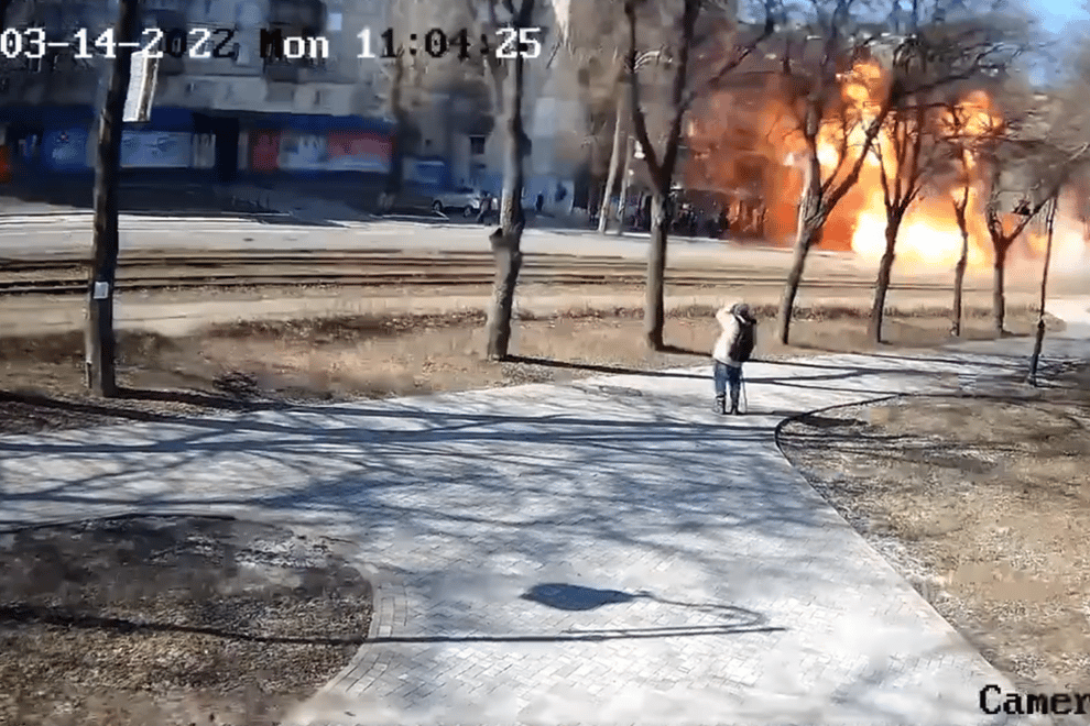 The blast, which killed one person and injured six, was caught on CCTV (Kyiv City Council)