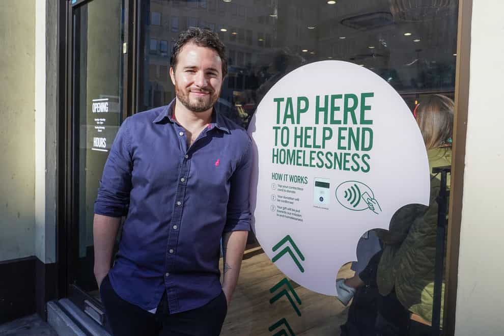 Founder Josh Littlejohn at the launch of Social Bite’s first coffee shop in England (Ian West/PA)