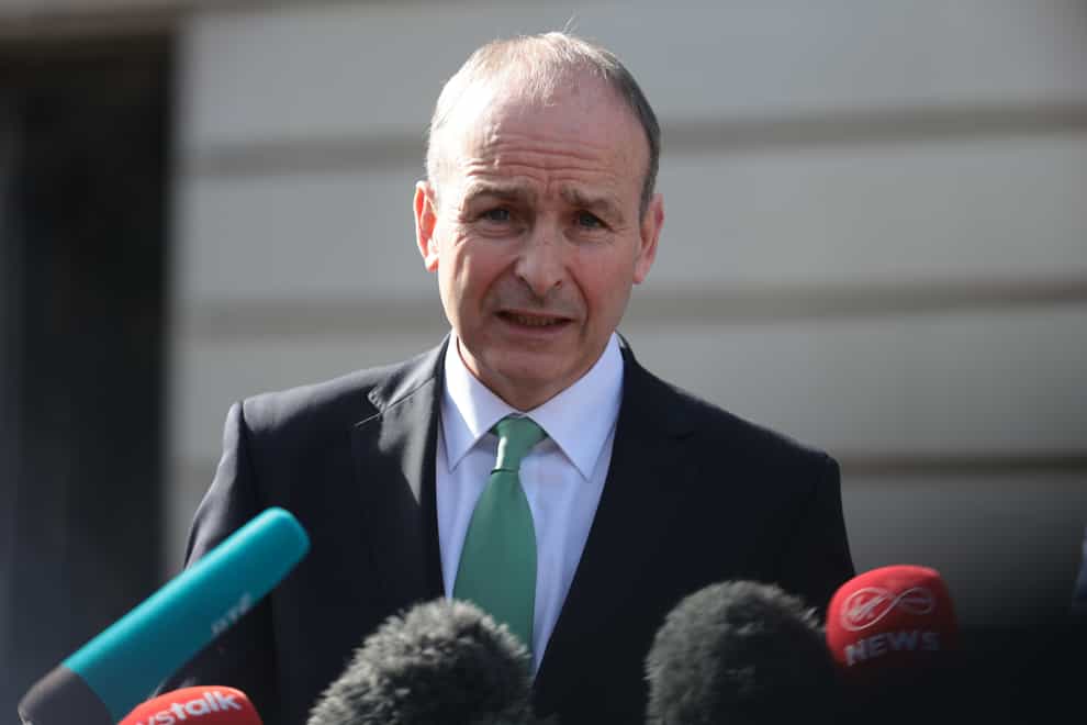 Michael Martin speaks during a press conference outside the Embassy of Ireland in Washington DC (Oliver Contreras/PA)