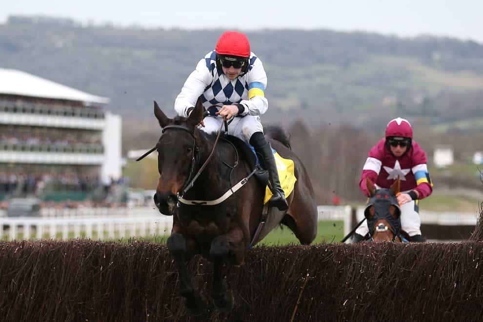 Stattler ridden by Patrick Mullins (left) on their way to winning the Ukraine Appeal National Hunt Challenge Cup Amateur Jockeys’ Novices’ Chase during day one of the Cheltenham Festival at Cheltenham Racecourse. Picture date: Tuesday March 15, 2022.