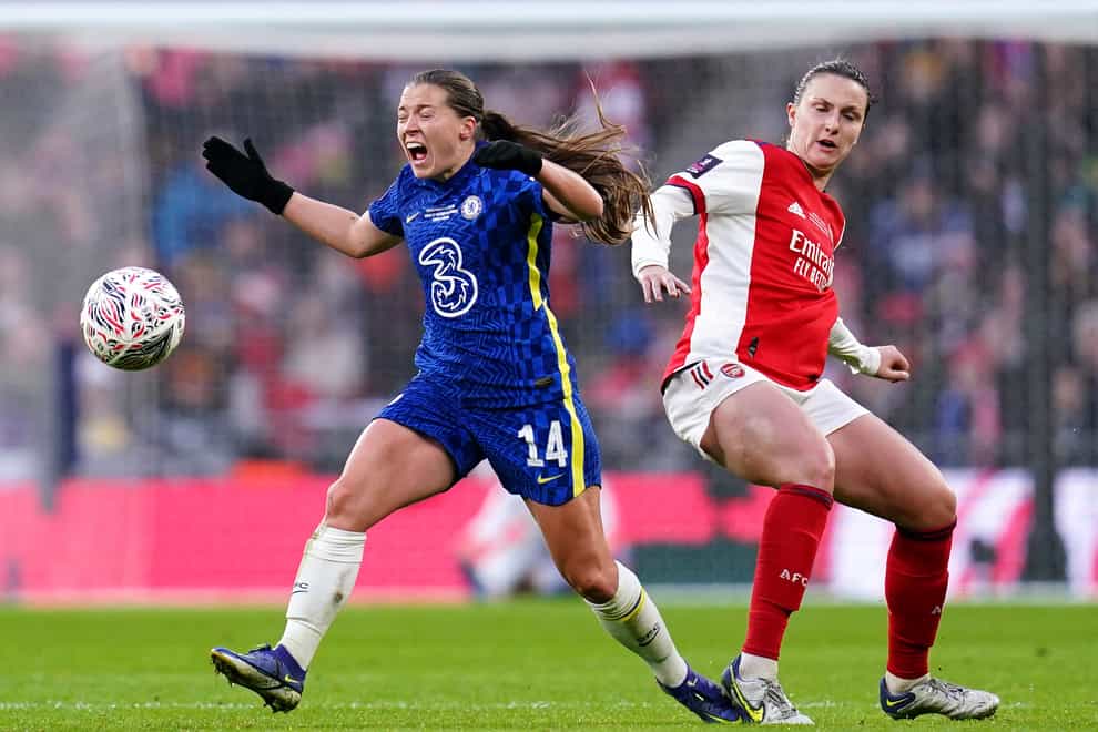 Fran Kirby (left) and Lotte Wubben-Moy are set to be involved in a Women’s Super League title battle between Chelsea and Arsenal (John Walton/PA)