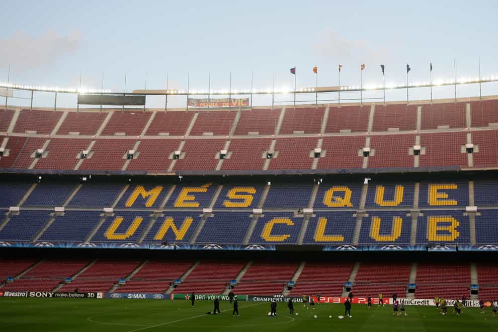 Barcelona’s famous Nou Camp will become known as the Spotify Camp Nou (Dave Thompson/PA)