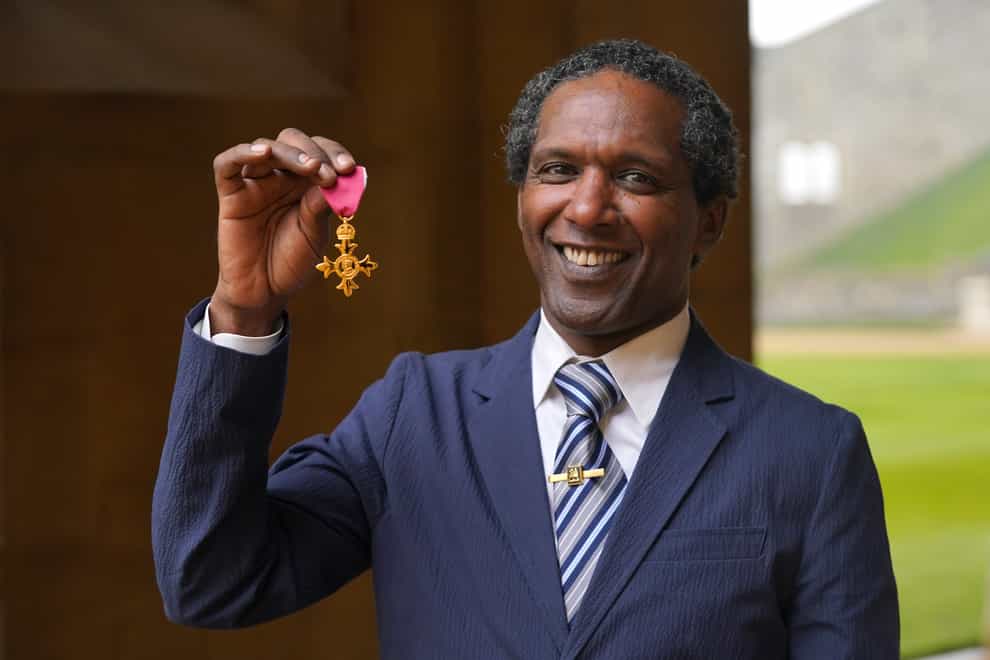 Lemn Sissay after being made an OBE (Officer of the Order of the British Empire) by the Prince of Wales during an investiture ceremony at Windsor Castle (Jonathan Brady/PA)