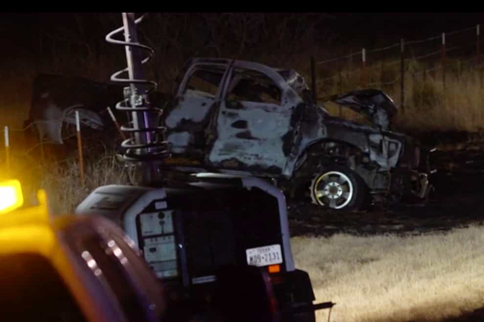 The scene of the crash in west Texas in which nine people died (NewsWest 9 KWES-TV via AP)