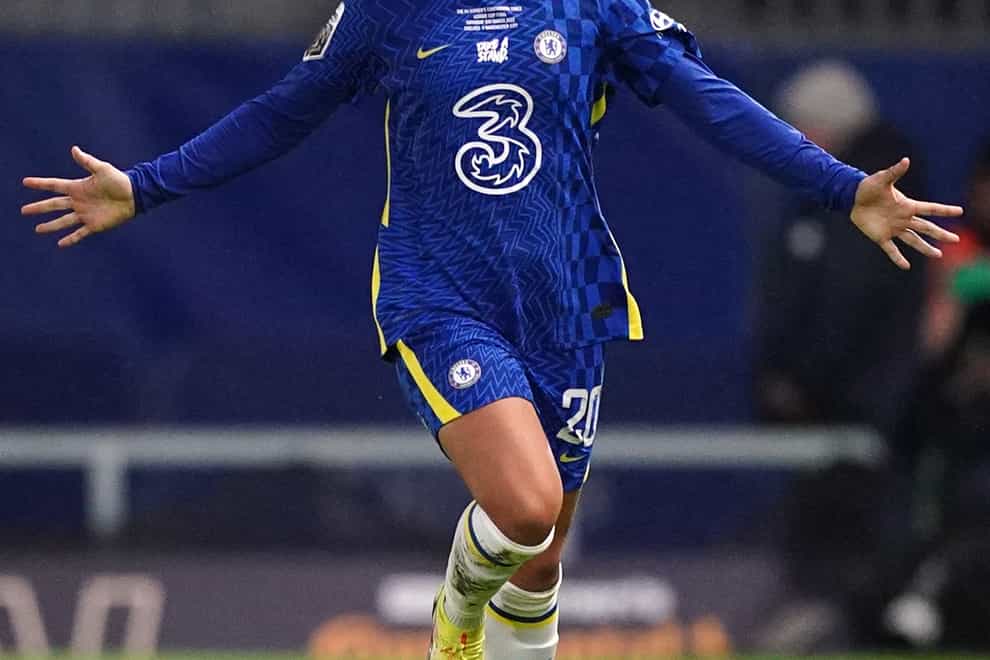 Sam Kerr scored the opener in Chelsea’s 3-0 win at Everton (Yui Mok/PA).