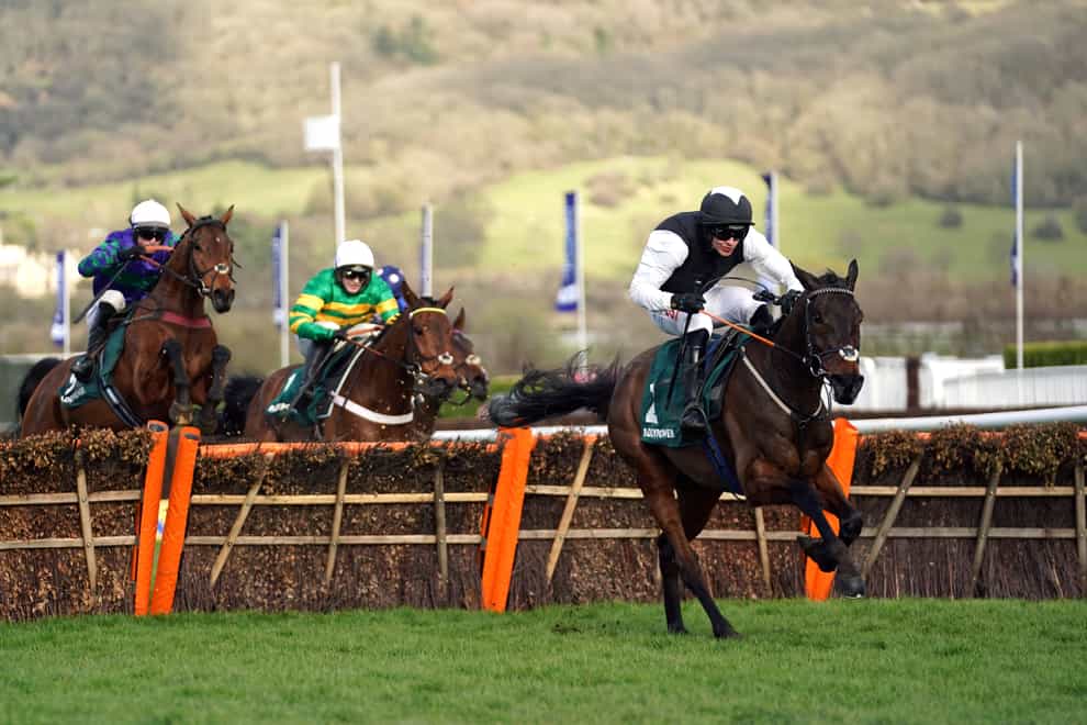 Flooring Porter and Danny Mullins are clear of the opposition as they repeat last year’s win in the Paddy Power Stayers’ Hurdle at Cheltenham (Tim Goode/PA)