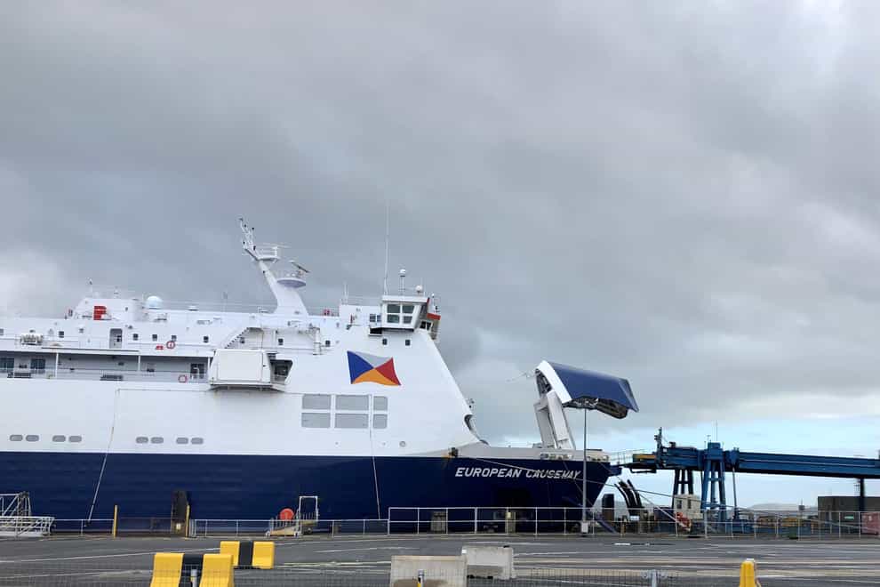 P&O European Causeway ferry docked at Larne Port (PA)