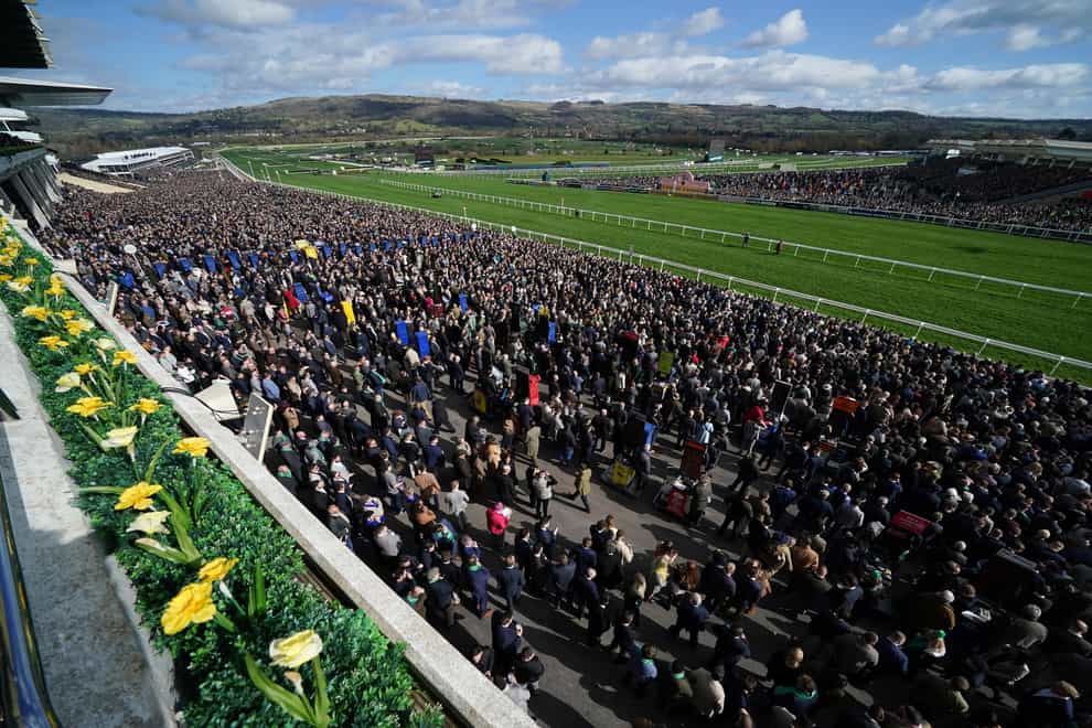 Racegoers packed into Cheltenham for a day three of the Festival (Mike Egerton/PA)