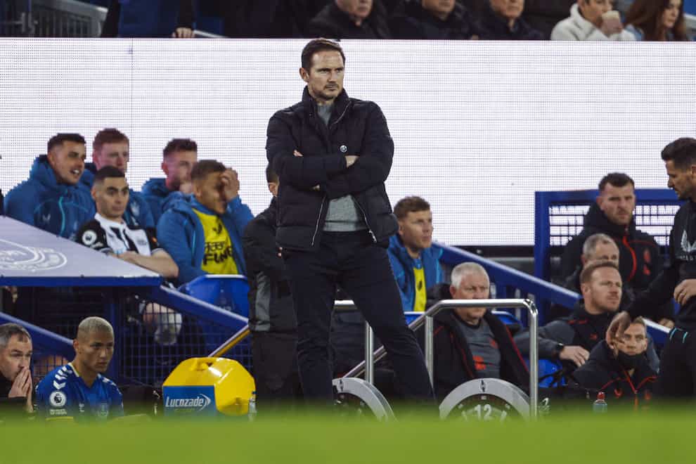 Everton manager Frank Lampard thinks he broke his hand celebrating victory over Newcastle (Richard Sellers/PA)