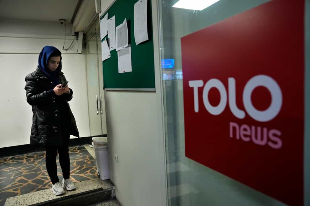 The arrests were made at Afghan television station TOLO (AP Photo/Hussein Malla)