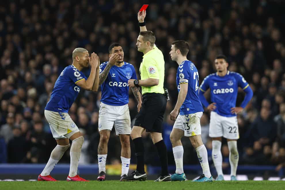 Everton have appealed against Allan’s red card in the win over Newcastle (Richard Sellers/PA)