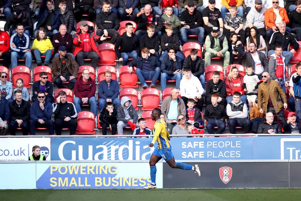Daniel Udoh opened the scoring for Rotherham at Shrewsbury (Isaac Parkin/PA)