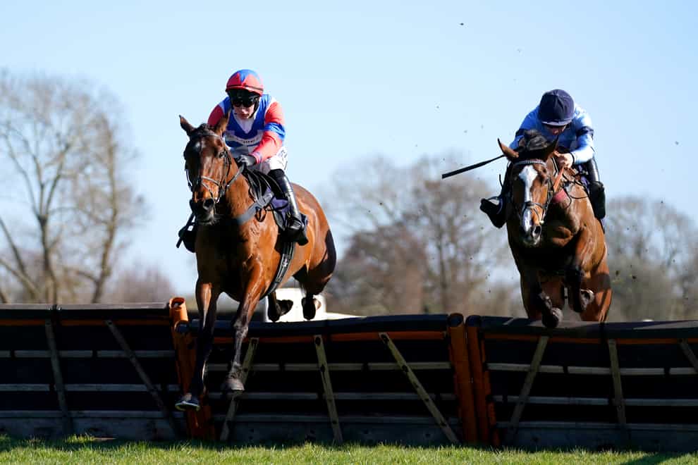 Serious Charges ridden by jockey Rex Dingle (left) on their way to winning the Optimum Experience Handicap Hurdle at Uttoxeter Racecourse (Tim Goode/PA)