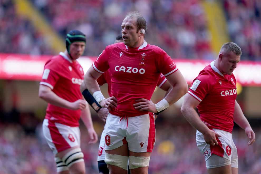 Alun Wyn Jones (centre) during Wales’ defeat against Italy (PA)
