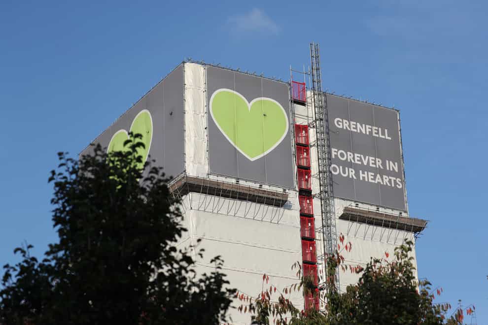 The Grenfell Tower in west London on the day the first report into the fire which claimed 72 lives is published.