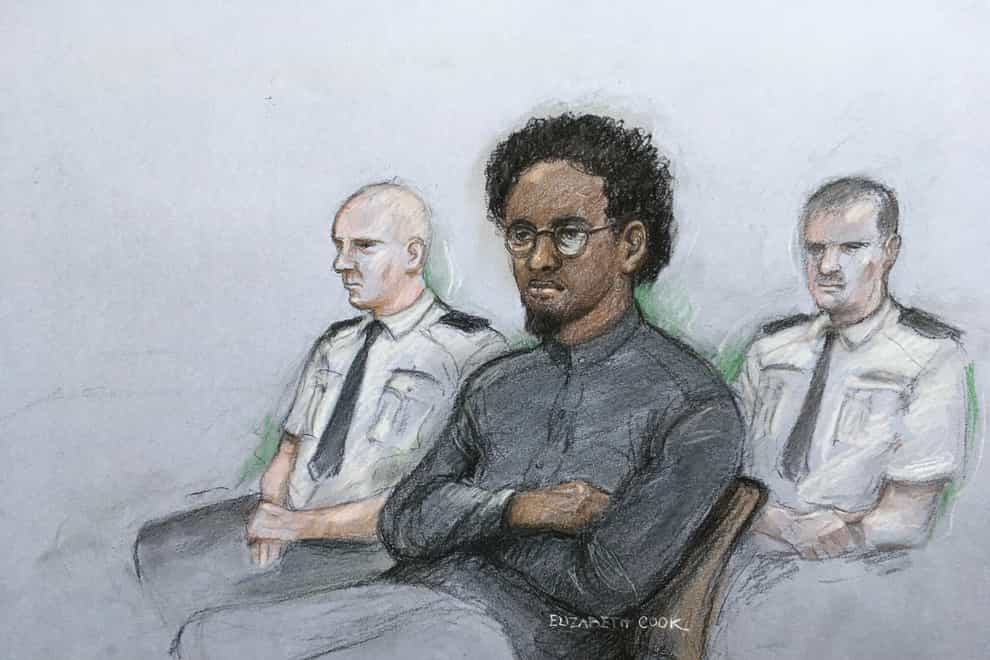 Ali Harbi Ali sits in the dock at the Old Bailey (Elizabeth Cook/PA)