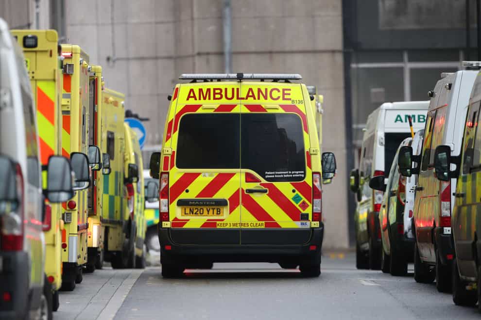 Ambulances outside the Royal London Hospital in Whitechapel in January 2021 (Yui Mok/PA)