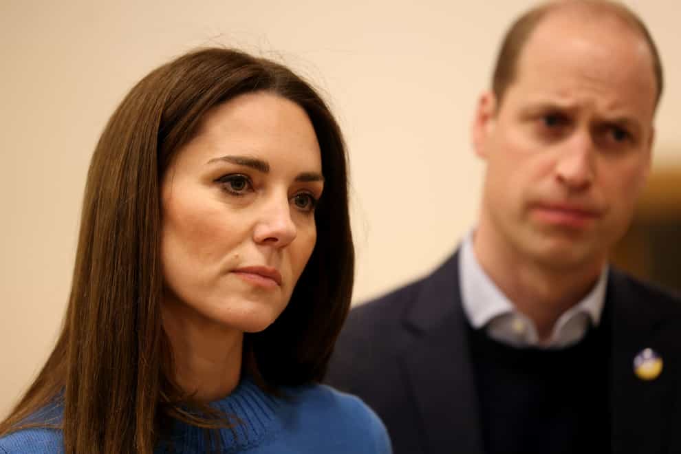 The Duke and Duchess of Cambridge during a visit to the Ukrainian Cultural Centre, London, where they are meeting with members of the Ukrainian community and volunteers to learn about the efforts being made to support Ukrainians in the UK and across Europe (PA)