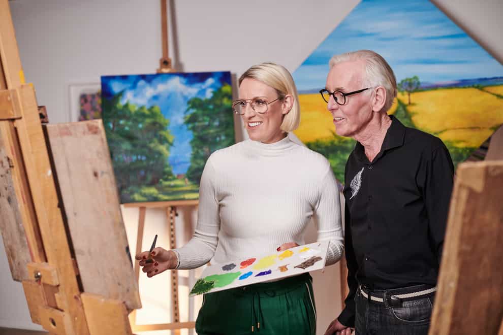 Steph McGovern painting with her dad (Rama Knight Photography/Specsavers/PA)