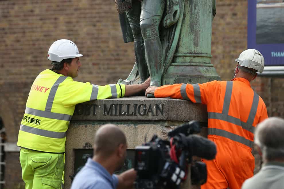 A statue of merchant and slave trader Robert Milligan will join the Museum of London Docklands collection where it can be “contextualised” (PA)
