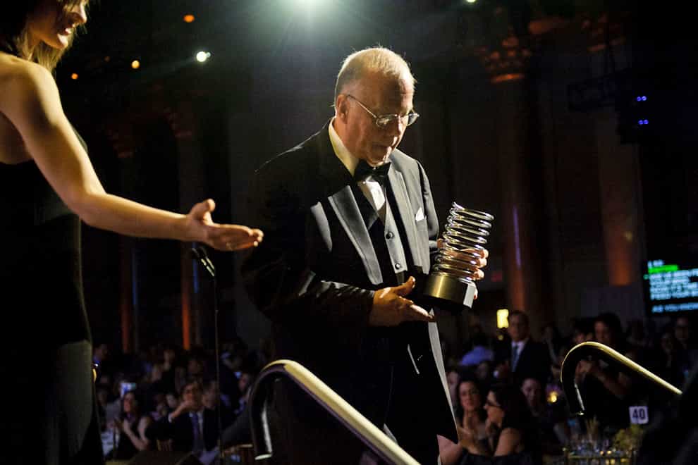 Stephen Wilhite accepts his Webby lifetime achievement award in May 2013 in New York (Webby Awards via AP)