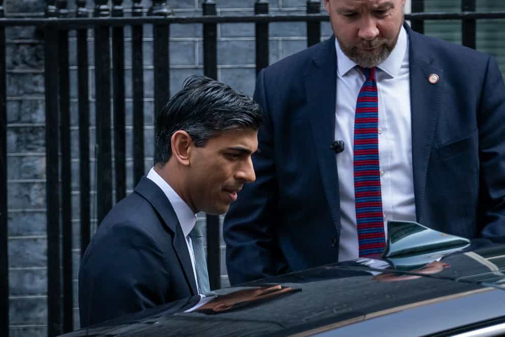 Chancellor of the Exchequer Rishi Sunak leaves 11 Downing Street as he heads to the House of Commons, London, to deliver his Spring Statement. (Aaron Chown/PA)