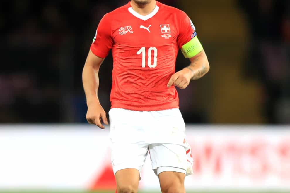 Arsenal midfielder Granit Xhaka will captain Switzerland against England on Saturday. (Simon Cooper/PA)