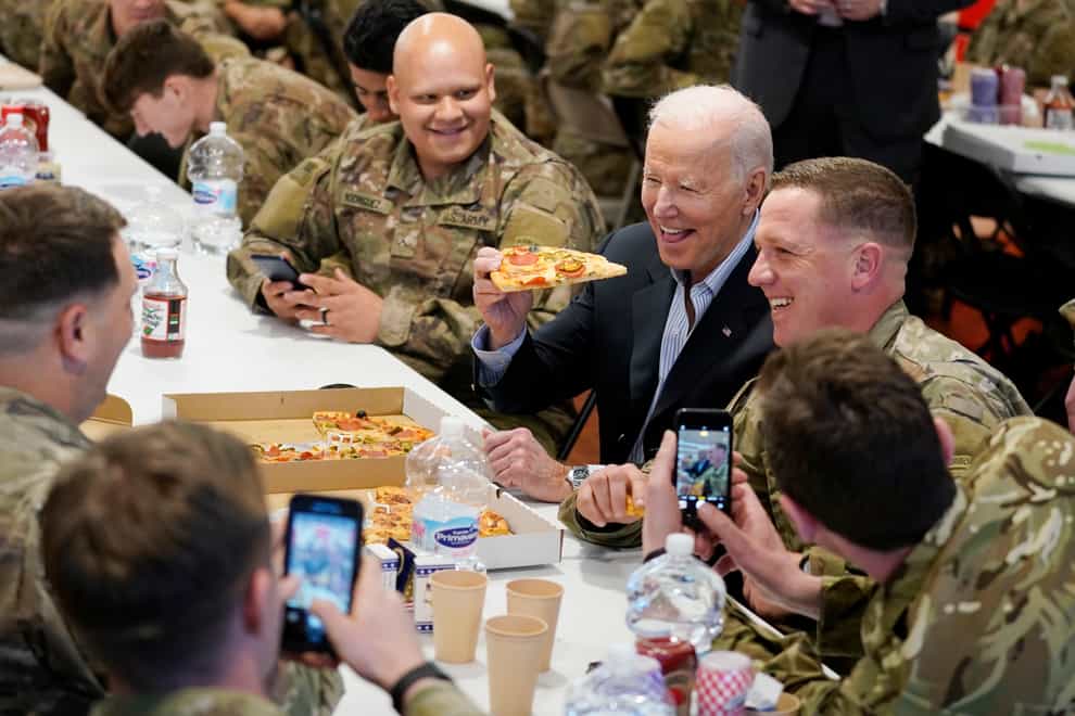 President Joe Biden visits members of the 82nd Airborne Division (Evan Vucci/AP)