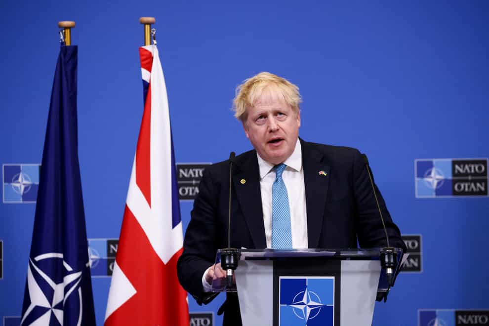 Boris Johnson speaks during a press conference at Nato headquarters in Brussels, (Henry Nicholls?PA)
