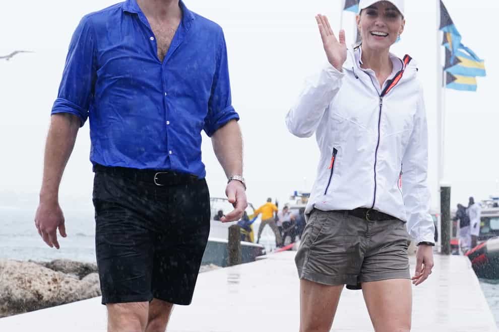 The Duke and Duchess of Cambridge after taking part in the Bahamas Platinum Jubilee Sailing Regatta (PA)