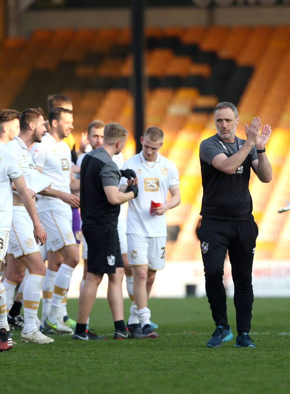 Andy Crosby is relishing the season run-in at Port Vale (Barrington Coombs/PA)