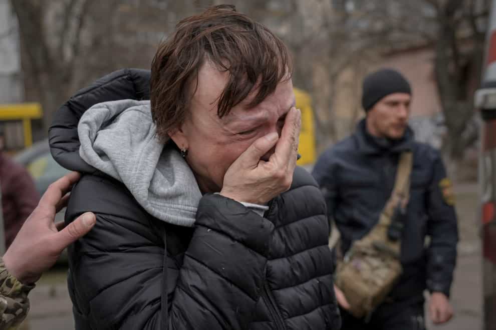 Russia continues to pound cities throughout Ukraine — explosions rang out Saturday near the western city of Lviv, a destination for refugees that has been largely spared from major attacks. (Vadim Ghirda/AP)