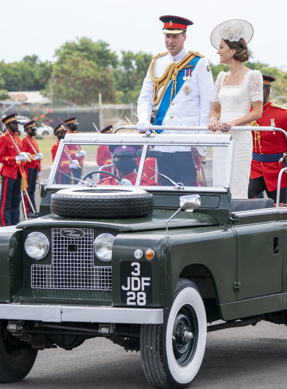 The Duke and Duchess of Cambridge attend the inaugural Commissioning Parade for service personnel from across the Caribbean who have recently completed the Caribbean Military Academy’s Officer Training Programme, in Kingston, Jamaica, on day six of their tour of the Caribbean on behalf of the Queen to mark her Platinum Jubilee. Picture date: Thursday March 24, 2022.