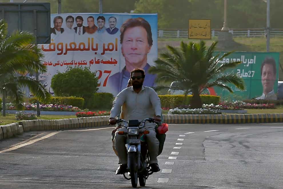 Imran Khan faces a vote of no confidence amid claims he has mismanaged Pakistan’s economy (AP Photo/Anjum Naveed)