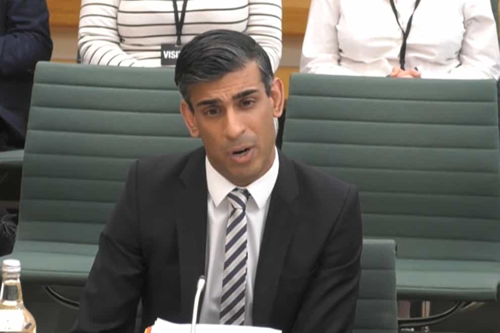 Chancellor Rishi Sunak at the Commons Treasury Committee (House of Commons/PA)